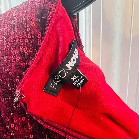 FASHION NOVA Burgundy Sequin Mini Dress - Picture 9 of 17